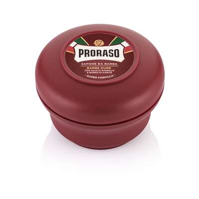 PRORASO Mydło do golenia do skóry z twardym zarostem, Linia Czerwona, 150ml