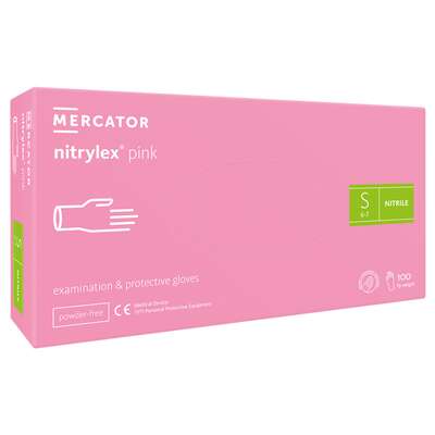 MERCATOR NITRYLEX PINK Rękawice nitrylowe różowe rozmiar S 100 sztuk