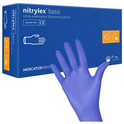 MERCATOR NITRYLEX BLACK Rękawice nitrylowe niebieskie rozmiar XS 100 sztuk