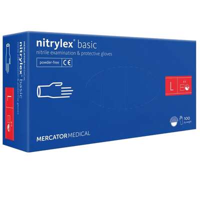 MERCATOR NITRYLEX BASIC Rękawice nitrylowe niebieskie rozmiar L 100 sztuk