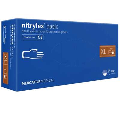 MERCATOR NITRYLEX BASIC Rękawice nitrylowe niebieskie rozmiar XL 100 sztuk
