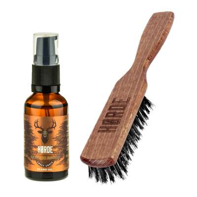 [Zestaw] HORDE Szczotka do Brody z Rączką, Włosie Dzika + HORDE Smoky Amber - Olejek do Brody 10 ml