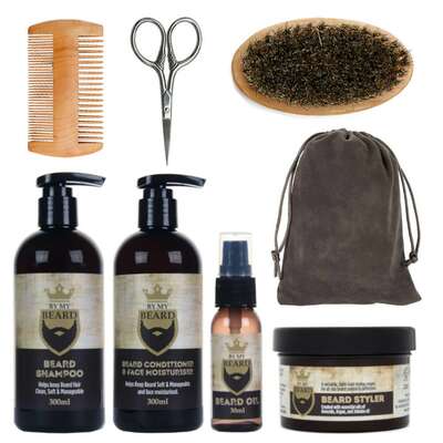 BY MY BEARD Zestaw Odżywka + Olejek + Szampon do brody + Styler + akcesoria do stylizacji