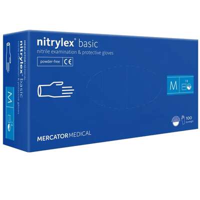 MERCATOR NITRYLEX BASIC Rękawice nitrylowe niebieskie rozmiar M 100 sztuk