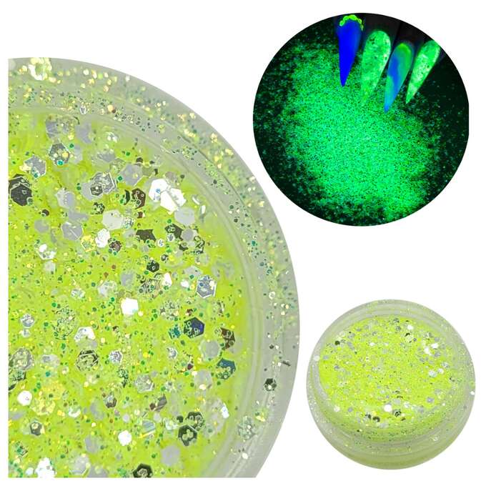 Pyłek do paznokci świecący w ciemności 01 zielony