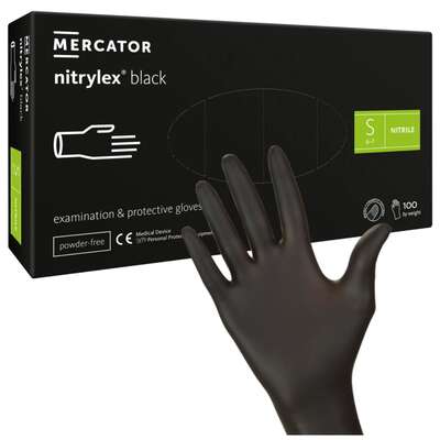 MERCATOR NITRYLEX BLACK Rękawice nitrylowe czarne rozmiar S 100 sztuk