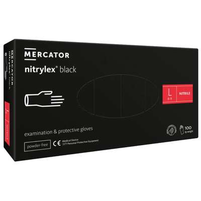 MERCATOR NITRYLEX BLACK Rękawice nitrylowe czarne rozmiar L 100 sztuk