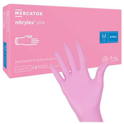 MERCATOR NITRYLEX PINK Rękawice nitrylowe różowe rozmiar M 100 sztuk