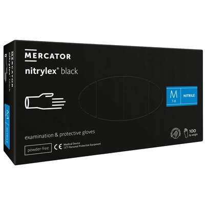 MERCATOR NITRYLEX BLACK Rękawice nitrylowe czarne rozmiar M 100 sztuk