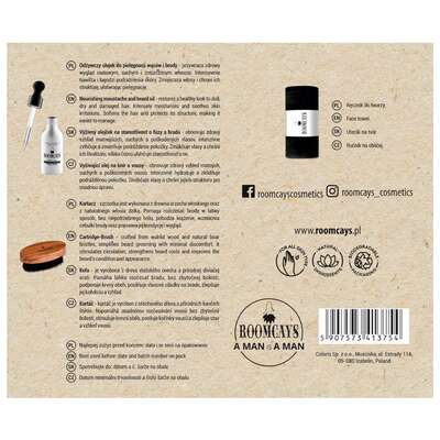 ROOMCAYS Zestaw do brody - Olejek do brody + Kartacz + Ręcznik do twarzy