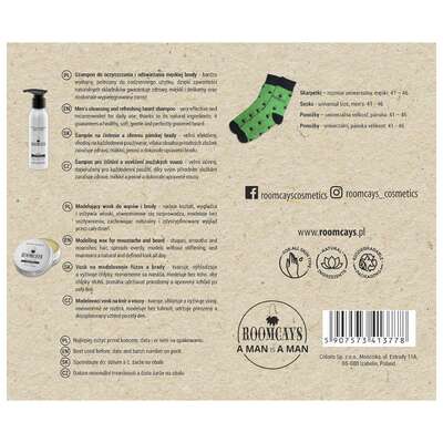 ROOMCAYS Zestaw do brody - Szampon do brody + wosk do wąsów + skarpetki